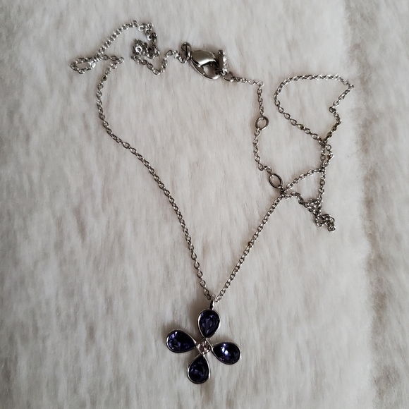 Swarovski Purple Flower Necklace - Picture 3 of 4